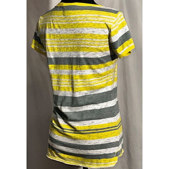 Unionbay Gray and Yellow Striped Tee, Large - Picture 2 of 6